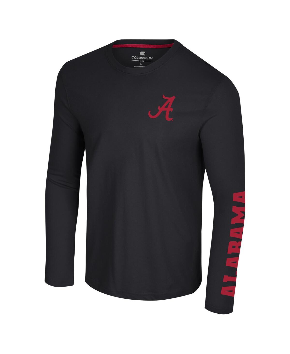 Colosseum Men's Black Alabama Crimson Tide Logo Lockup 3-hit Active Blend Long Sleeve T-shirt In Black