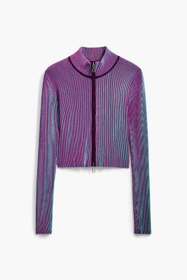 Women's Vertical striped zipper cardigan