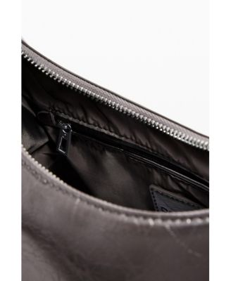 Women's Metallic medium 3D logo bag with ruched handle