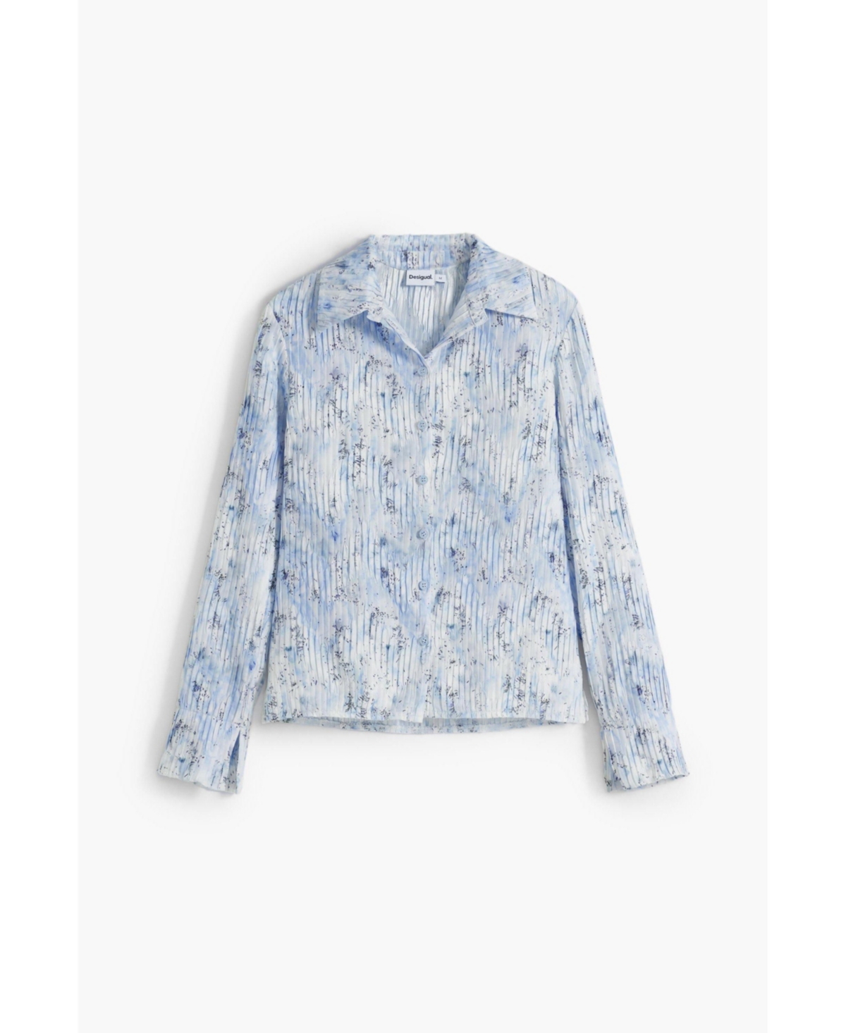 Desigual Women's Pleated Stretch Shirt In Blue