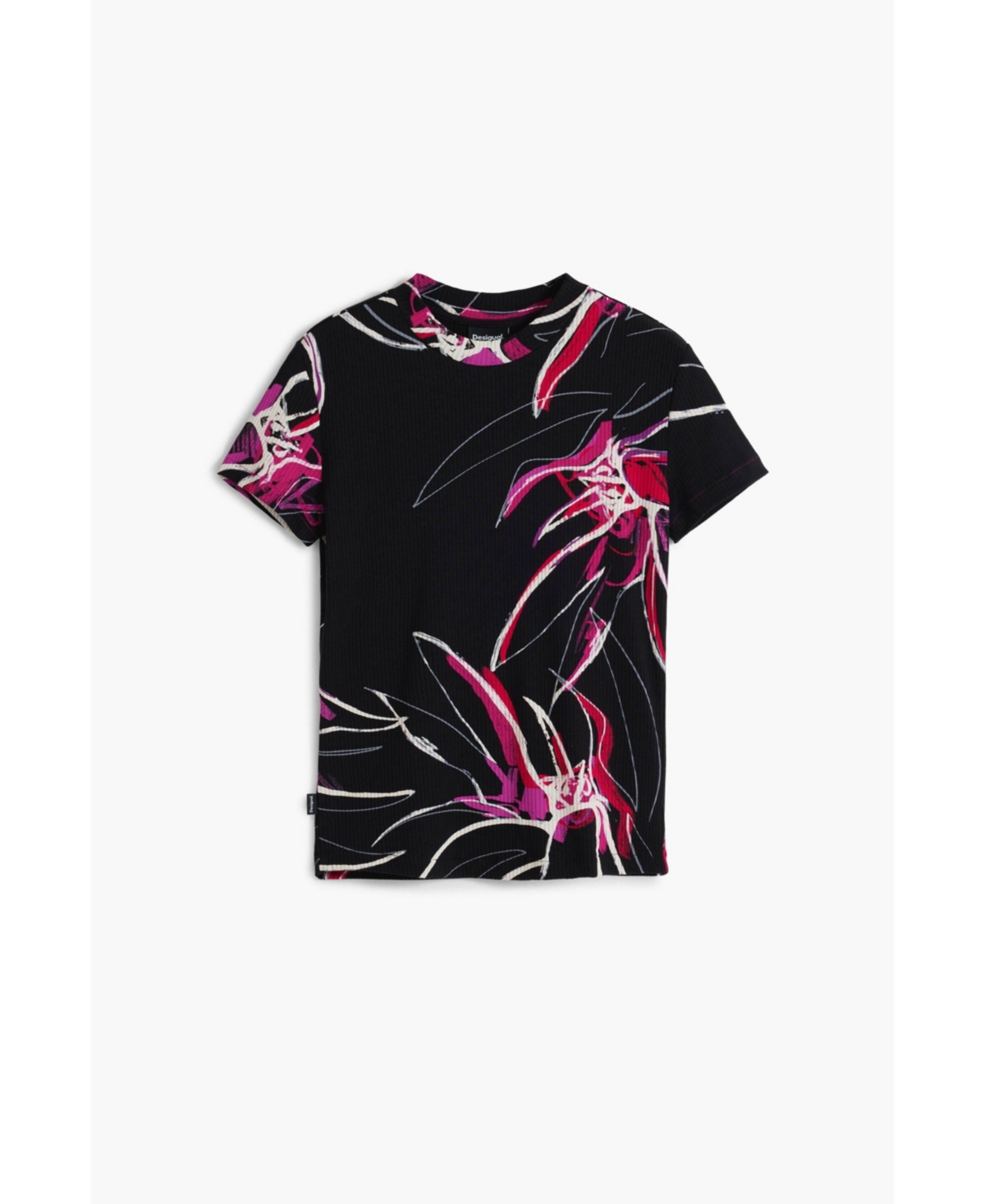 Desigual Floral Rib T-shirt In Multi