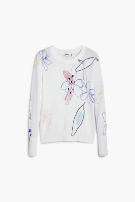 Women's Fine sweater with floral strokes