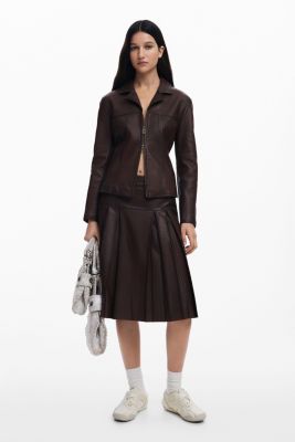 Women's Peplum leather biker jacket