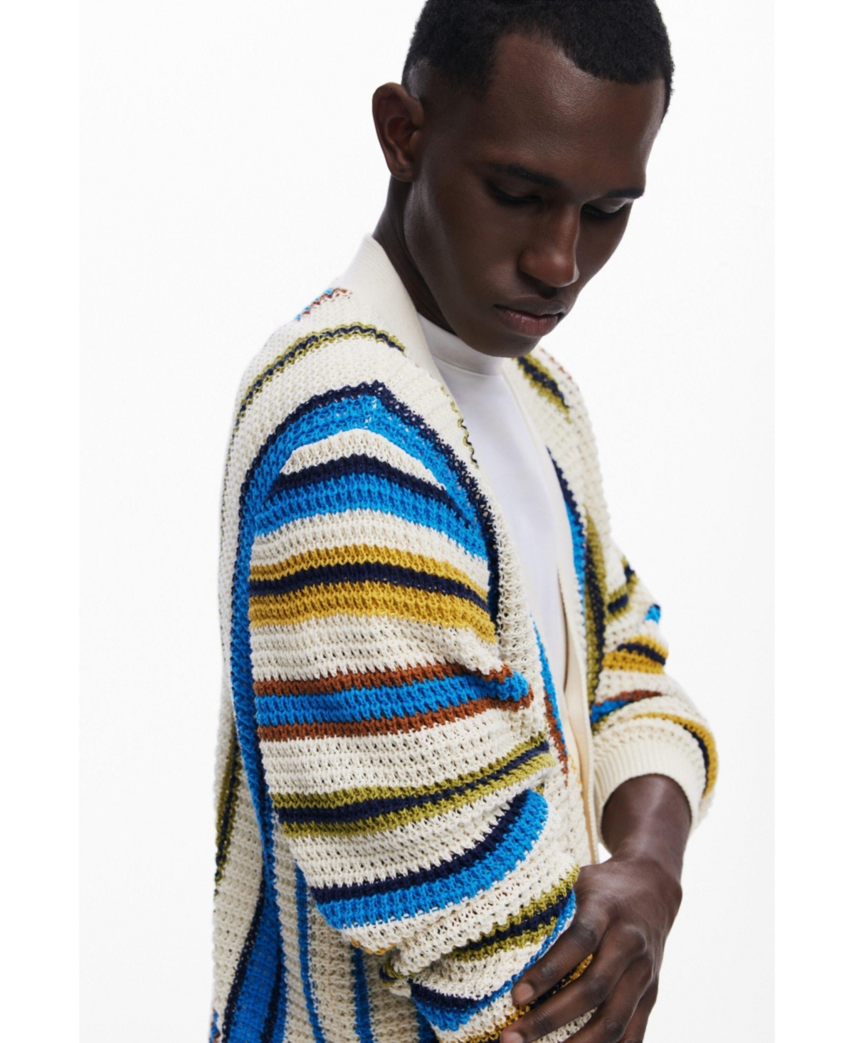 Desigual Men's Striped knit cardigan