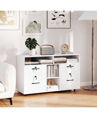 File Cabinet with Lock 4 Drawers Fits Files A4/Letter Size Adjustable Shelf