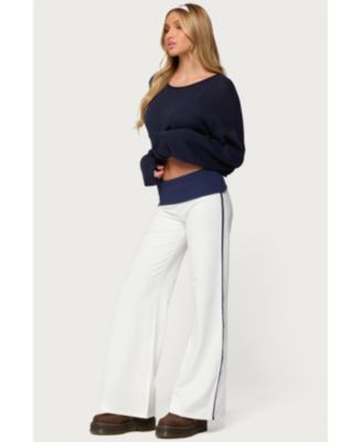 Women's 8 Contrast Fold Over Wide Leg Pants