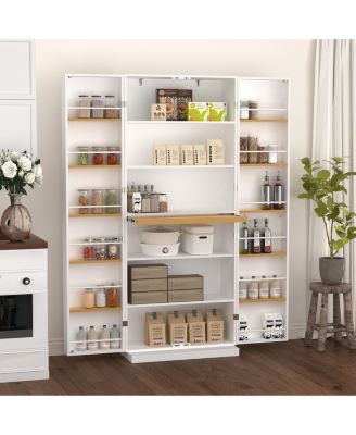 Kitchen Pantry Cabinet with Doors and Adjustable Shelves for Dining or Living Room
