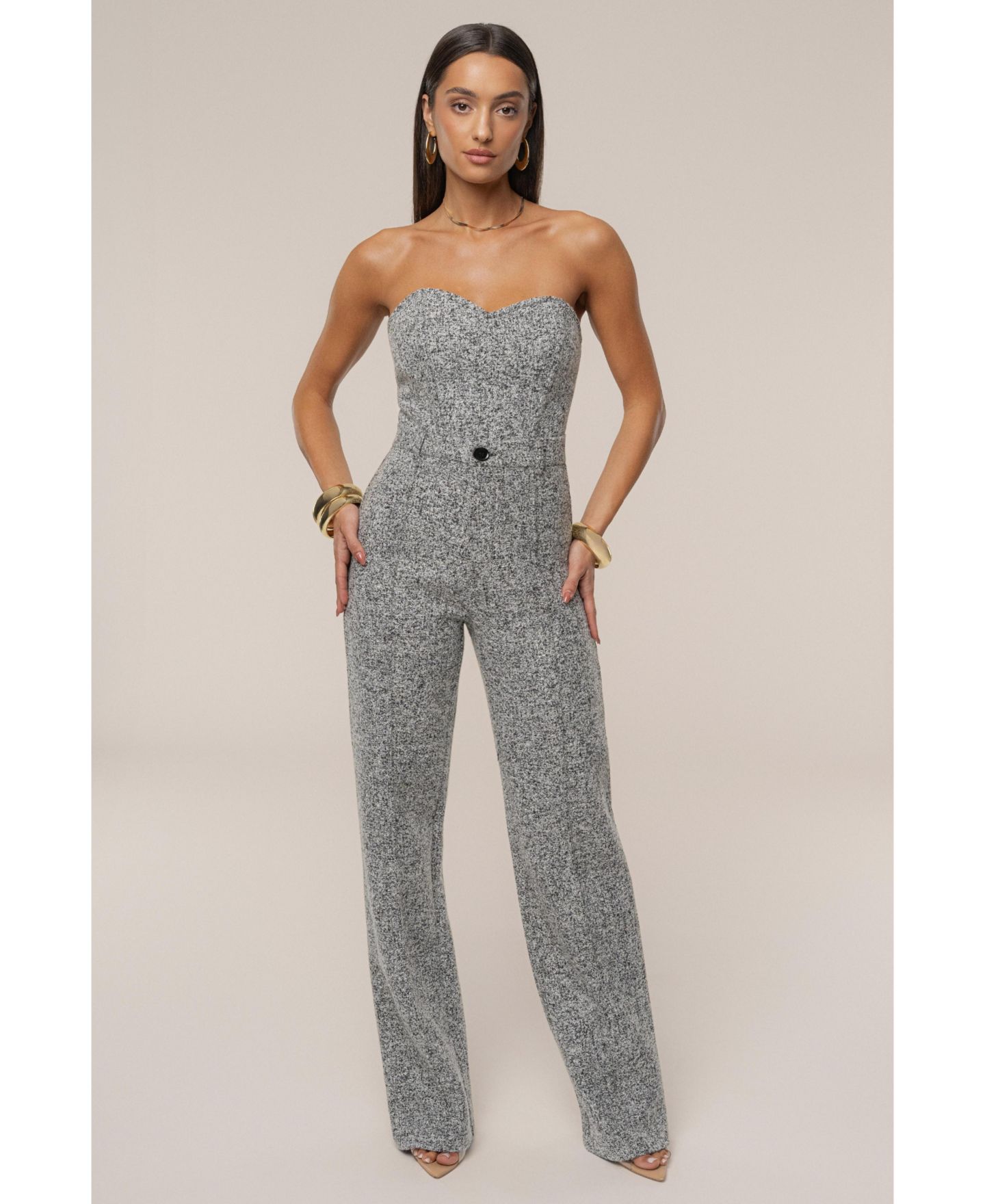 Женские брюки JLUXLABEL Stay Sharp Tweed Trouser, цвет: Серый — фото 9