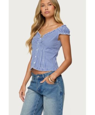 Women's Dorothie Gingham Button Up Top
