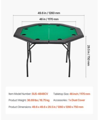 Octagonal Folding Poker Table for 8 Players Casino Texas Holdem Game Table