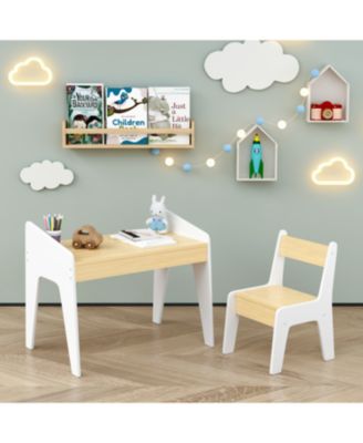 Kids Table & Chair Set - White/Natural