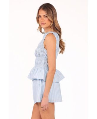 Women's Daisy Skirt Set - Blue White Stripe XL