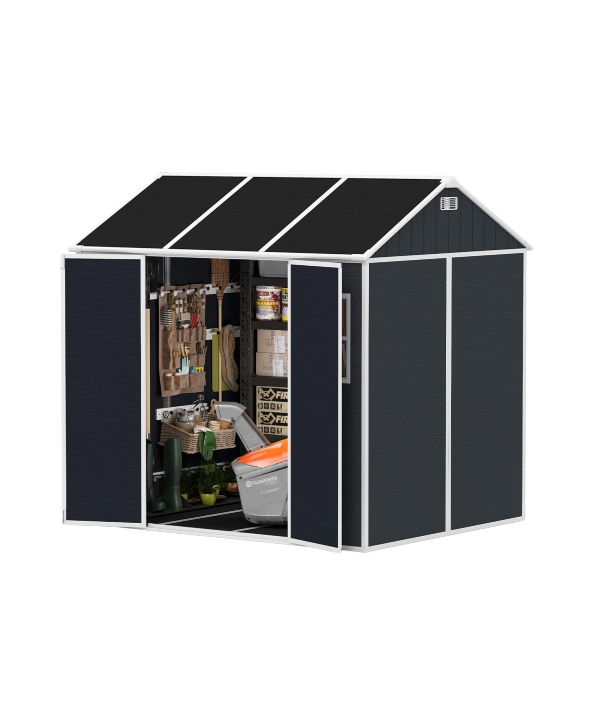 Streamdale Furniture 8x7 Outdoor Resin Storage Shed - Dark Gray