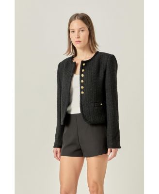 Women's TWEED ROUNDED BOTTOM HEM JACKET
