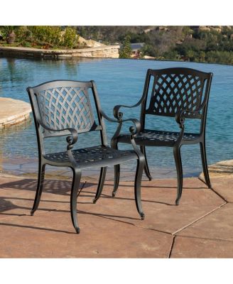 Cayman Arch Mesh Aluminum Dining Chairs Set of 2 Outdoor Patio Seating