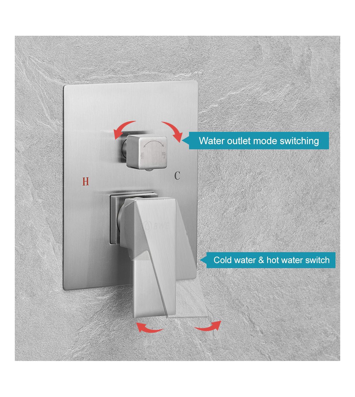 Greenspring Single-Handle 2-Spray Square High Pressure Shower Faucet with 16" Ceiling Head Chrome (Valve Included)