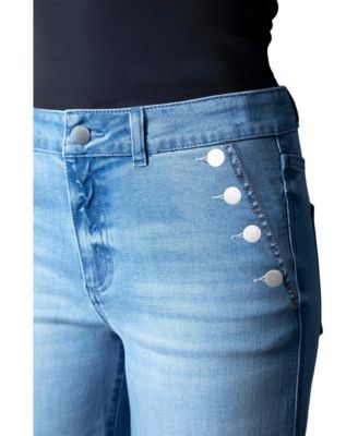 Women's Mid-Rise Wide-Leg Sailor-Button Jeans