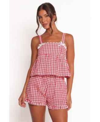 Women's Isidore Gingham Short Set - Red
