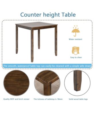 CASAINC 5-Pc. Square Counter-Height Dining Table Set with Chairs for Small Spaces