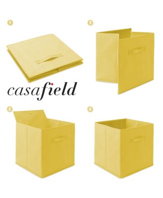 Set of 6 Collapsible Fabric Storage Cube Bins, Beige - 13" Foldable Cloth Baskets for Shelves and Cubby Organizers