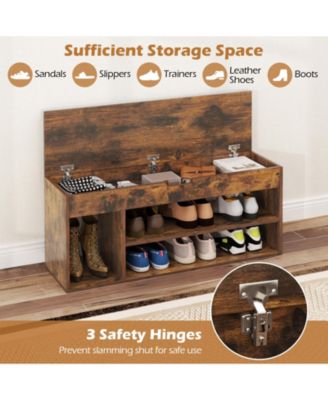 Shoe Bench Home Entryway Shoes Storage Bench w/ Padded Seat &amp; Hidden Storage