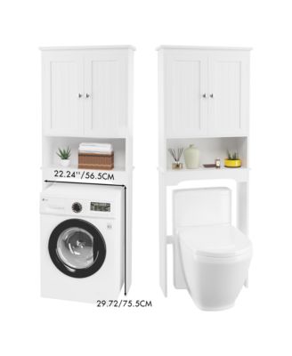 Over the Commode Wooden Storage Cabinet with Shelf and Organizer