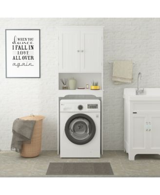 Over the Commode Wooden Storage Cabinet with Shelf and Organizer