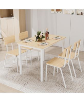 5 Piece Dining Table Set with 4 Chairs, Metal Frame Kitchen Table for Small Space