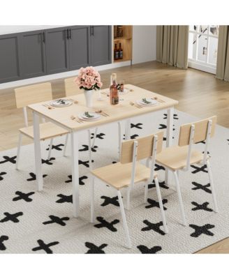 5 Piece Dining Table Set with 4 Chairs, Metal Frame Kitchen Table for Small Space