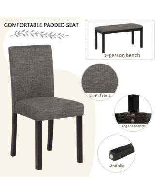 CASAINC 6 Pc. Set MDF, Plywood, Rubber Wood Cushioned Seats, Bench, Rectangular Table Dining Table Set