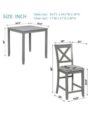 5 Piece Square Counter Height Dining Table Set with 4 Upholstered Chairs