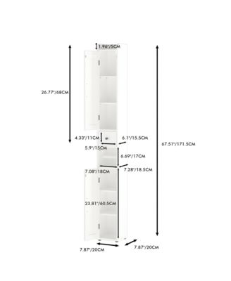 67.51 in Slim Tall Bathroom Cabinet with Adjustable Shelves and 2 Doors