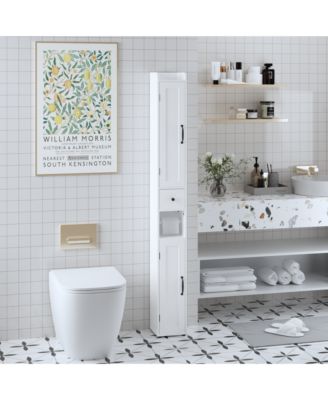 67.51 in Slim Tall Bathroom Cabinet with Adjustable Shelves and 2 Doors