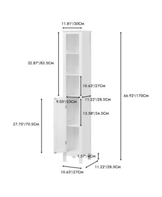 66.92 in Slim Tall Bathroom Cabinet with Adjustable Shelves and 1 Door