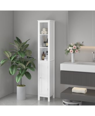 66.92 in Slim Tall Bathroom Cabinet with Adjustable Shelves and 1 Door