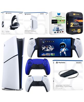 PlayStation 5 Slim Digital Bundle with Disc Drive, Stand, Extra Controller, Pulse Elite Headset, PlayStation Portal, MightySkins Voucher and 2 Y