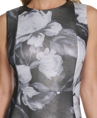 Petite Foil Scuba Fit & Flare Dress