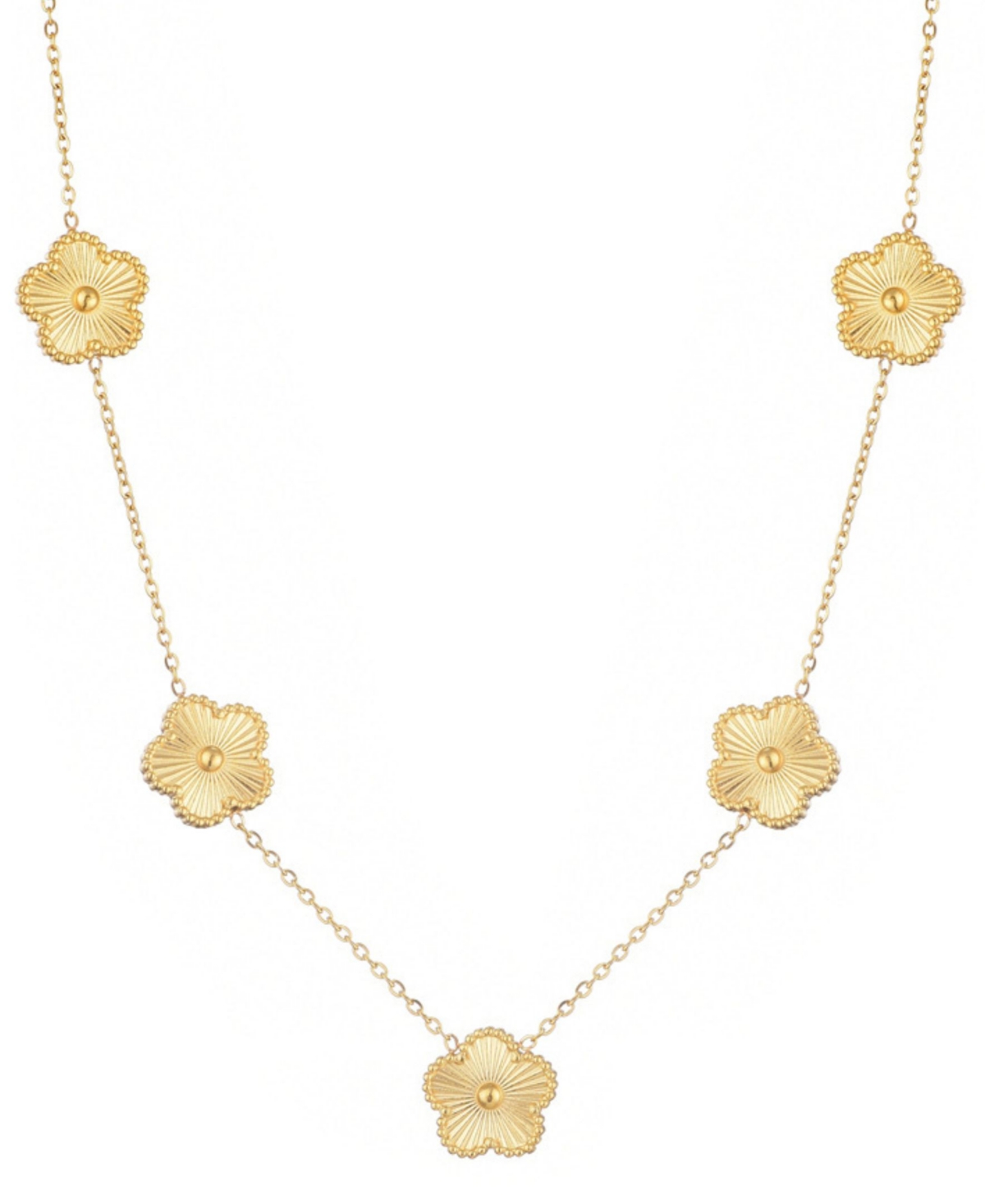 Adornia Tarnish Resistant 14k Yellow Gold Plated 5-leaf Clover Station Necklace In Gold