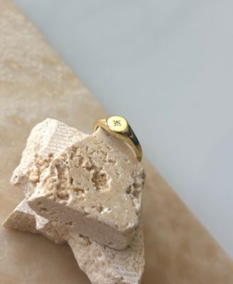 Cubic Zirconia Starbust Signet Pinky Ring