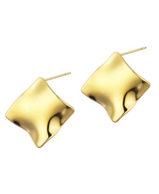 Tarnish Resistant Gold Plated Wave Stud Earrings