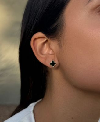 Gold Plated Clover Stud Earring Set