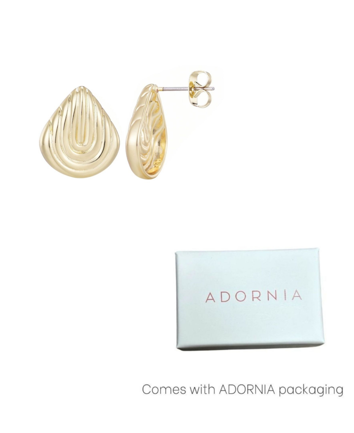 Adornia 14k Gold Plated Deco Stud Earrings In Gold