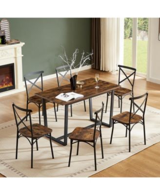 7 Piece Dining Table Set with Chairs for Kitchen, Breakfast Nook or Living Room