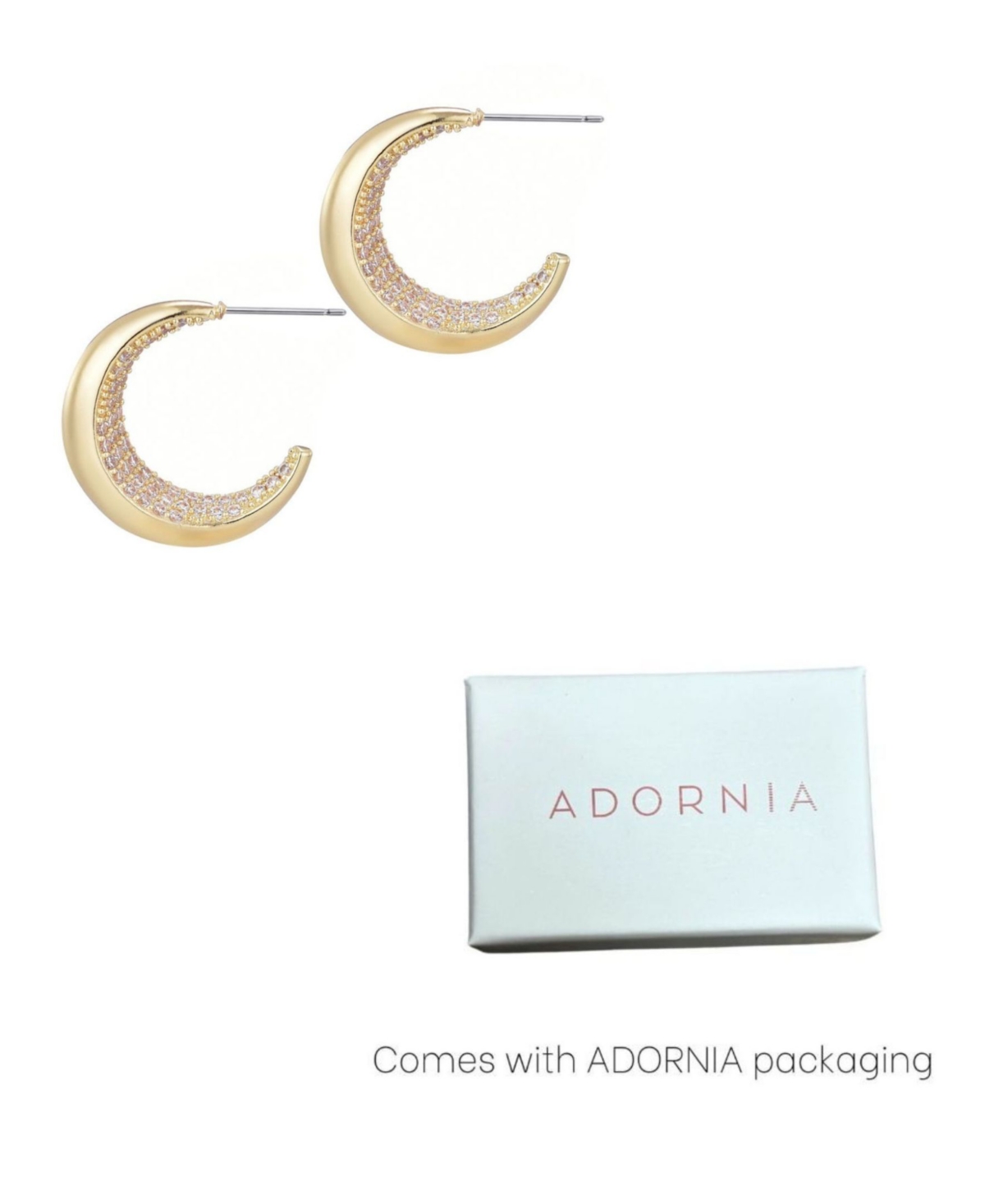 Adornia 14k Plated Crystal Lined Hoop Earrings In Gold