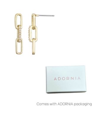 Gold Plated Cubic Zirconia Mini Paperclip Drop Earrings