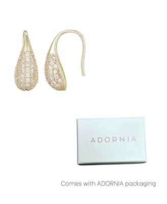 Gold Plated Cubic Zirconia Teardop Wire Earrings