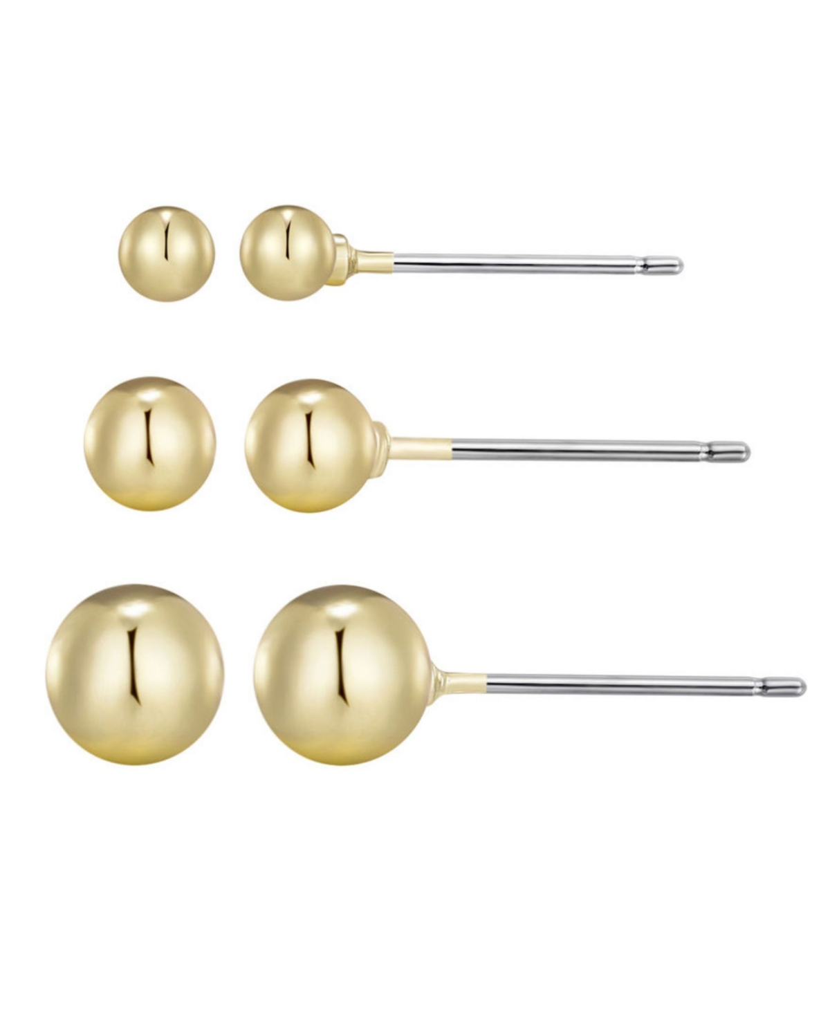 Adornia 14k Gold Plated Set Of 3 Ball Stud Earrings In Gold