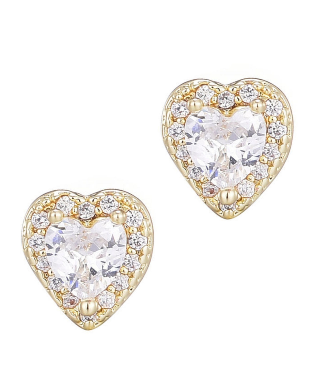 Adornia 14k Plated Cz Heart Halo Stud Earrings In Gold