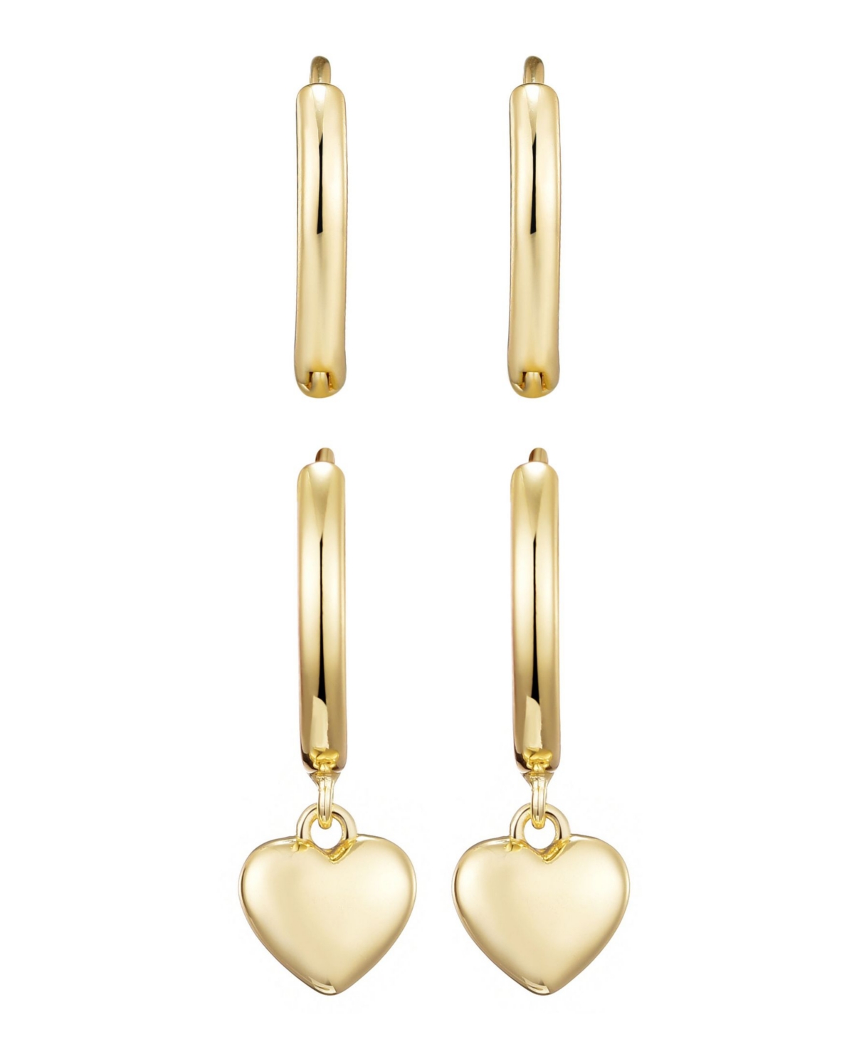 Adornia 14k Gold Plated Heart Huggie Earring Set In Gold
