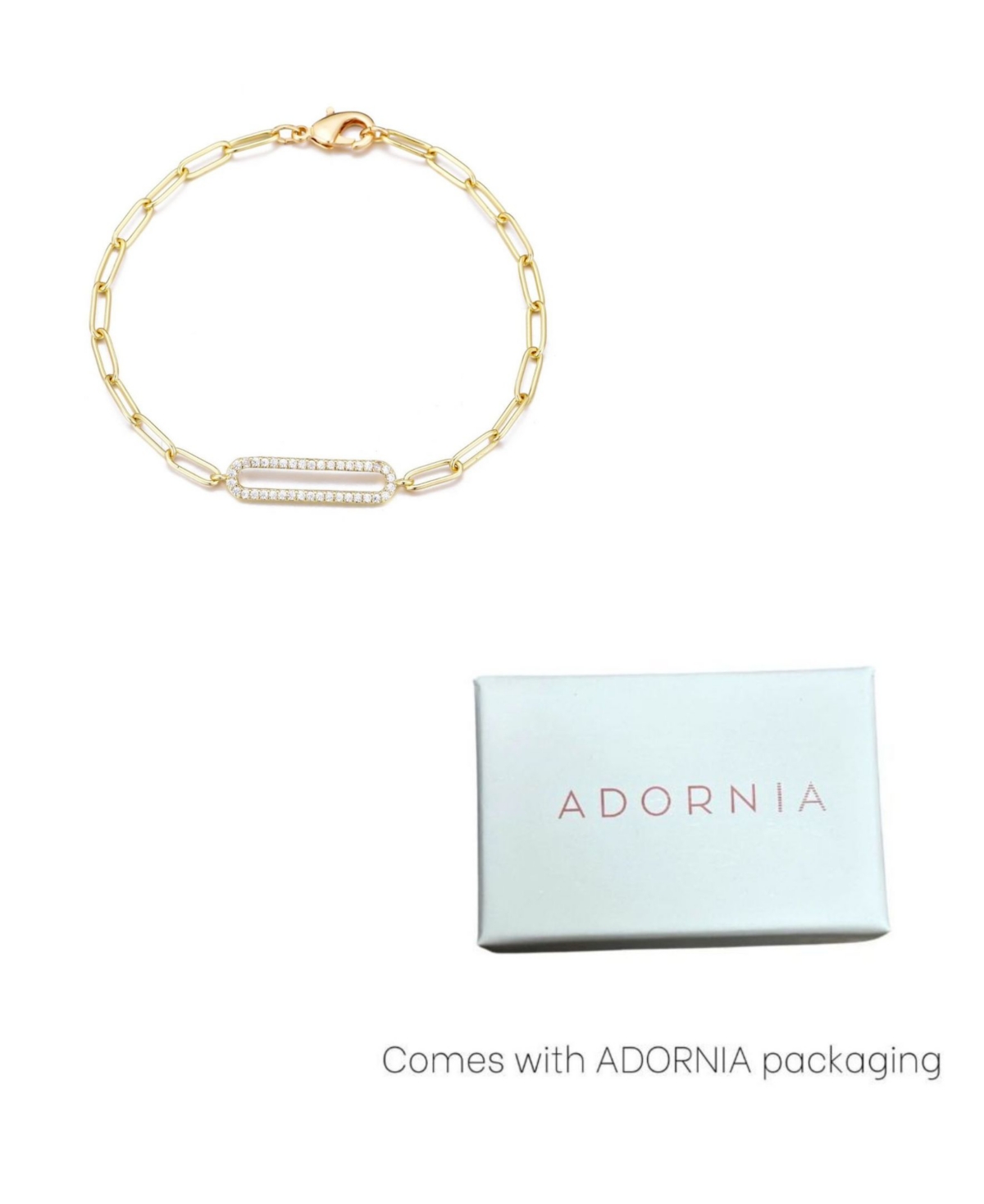 Adornia Gold Cubic Zirconia Elongated Pave Link Bracelet In Gold